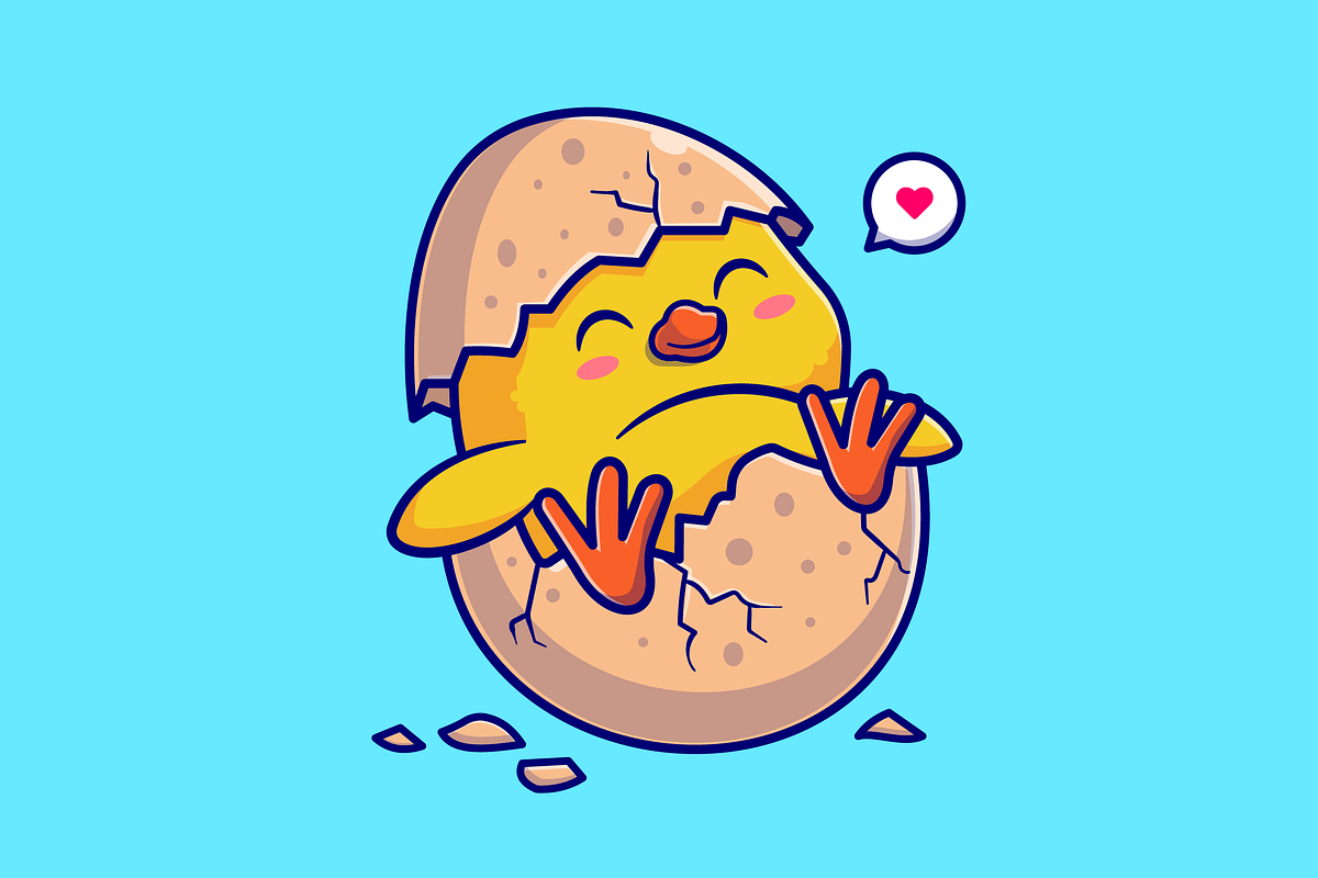 Cute Chick In Cracked Egg Cartoon, an Animal Illustration by Catalyst Labs (Photo 1 of 3)