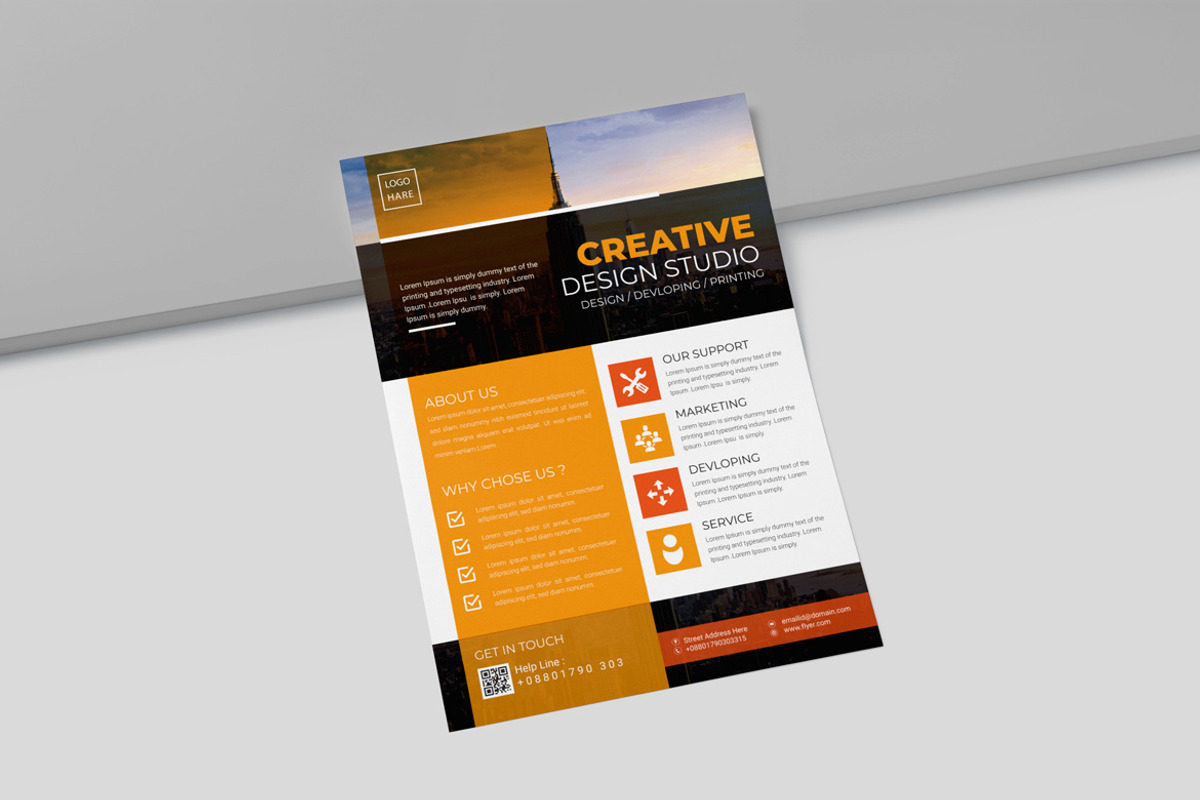 Modern Graphic Design Studio Flyer, a Flyer Template by BrandlyTemplate