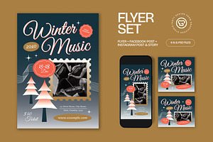 Black Winter Music Flyer Set, a Flyer Template by graphicook