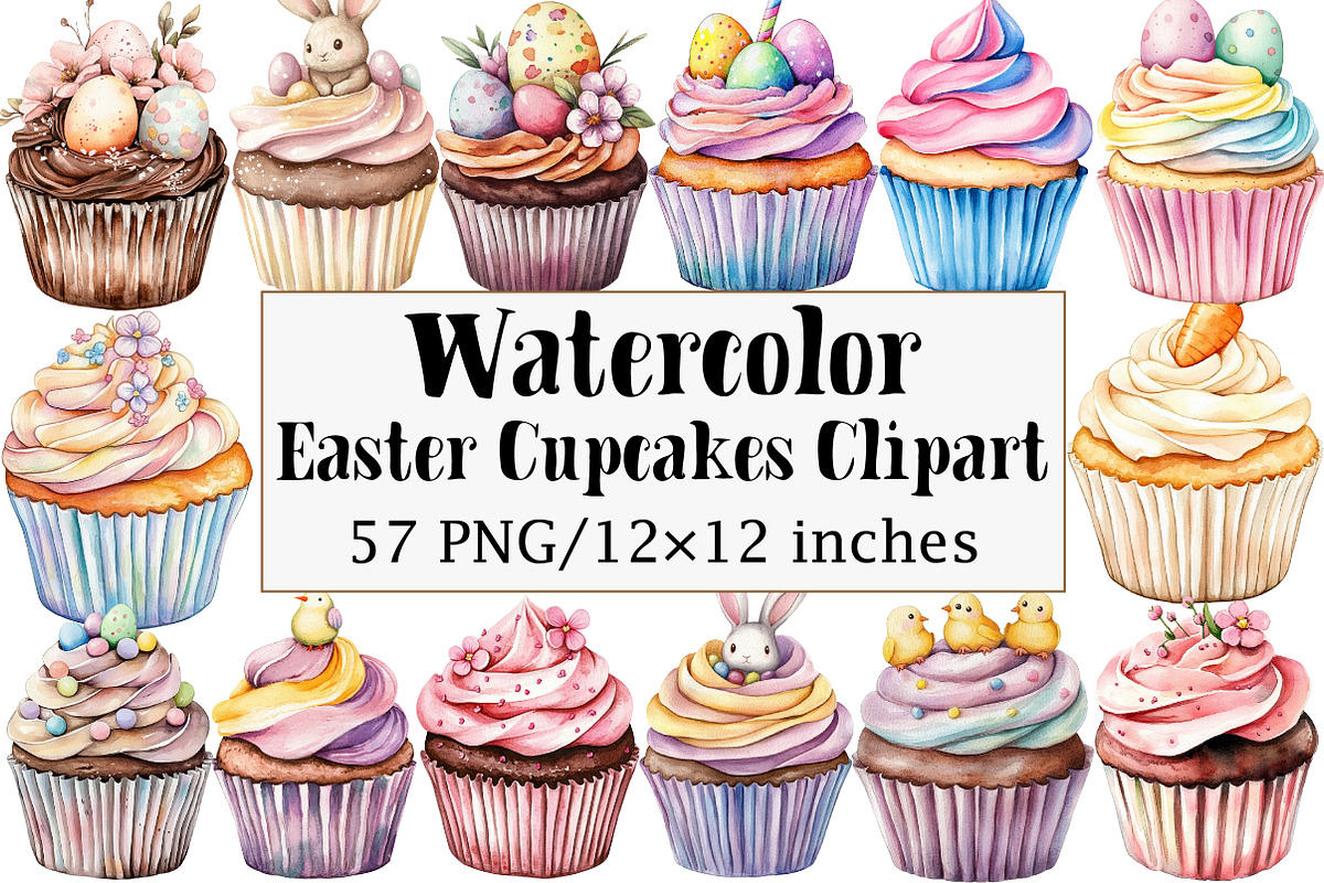 Easter Cupcakes Clipart, an Illustration by Design Market (Photo 1 of 5)