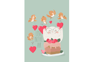 Illustration With Cute Birds holding, an Animal Illustration by Maria Starus