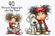 Whimsical Hugging Girl and Dog PNG, a Seasonal Illustration by Canvas Craft (Thumbnail 1 of 10)