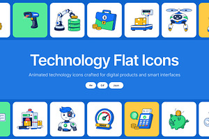 Animated Technology Flat Icons, a Duotone Icon by Brickclay
