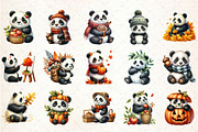 Watercolor Autumn Panda Clipart, an Illustration by Rose Art (Thumbnail 4 of 5)