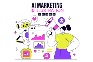 10 AI Marketing Vector Illustration, a Technology Illustration by denayunebgt