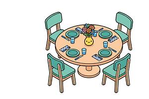 dining table with chairs 3D- PNG, an Object Illustration by Nurlan's shop