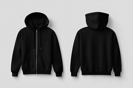 Hoodie Front And Back Zip Hoodie Template Back Of Black Sweatshirt