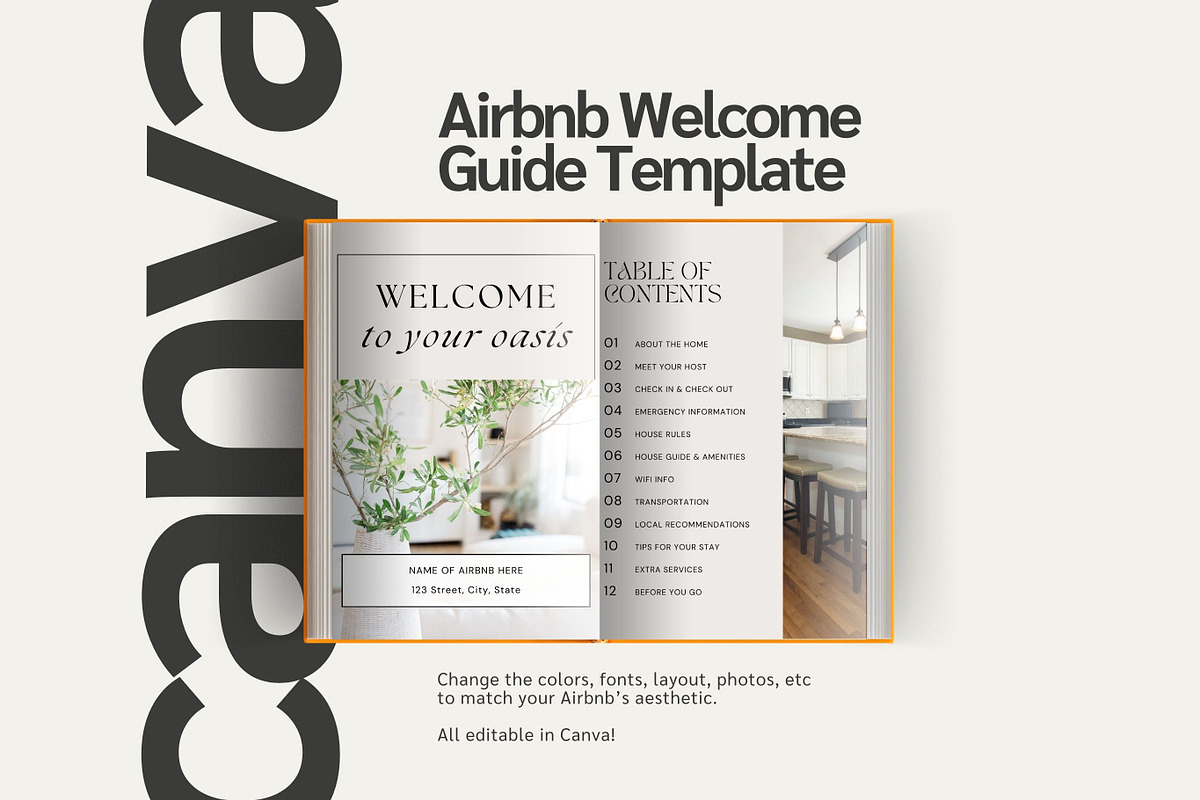 Airbnb Welcome Guide Canva Template, a Templates & Theme by TheWayfarerShoppe (Photo 2 of 6)