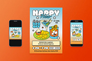 Modern Happy Hour Flyer Set, a Flyer Template by Aiyari Graphic (Thumbnail 1 of 3)
