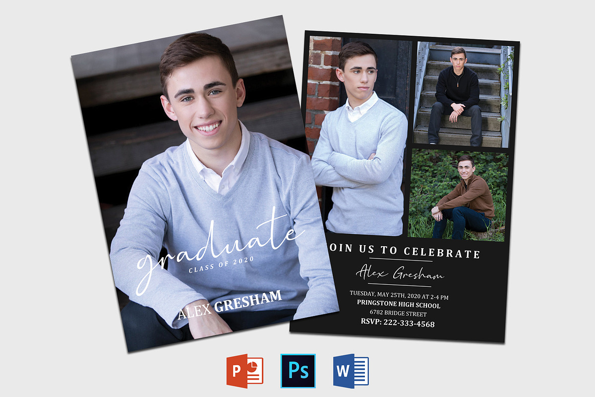 Graduation Announcement Template, a Card Template by Designscozy (Photo 2 of 5)