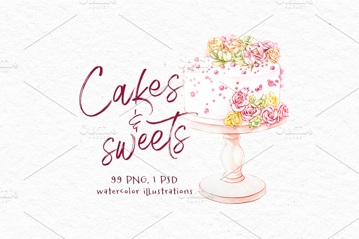 Cakes and sweets illustrations, a Decorative Illustration by Ann Astro (Photo 2 of 17)