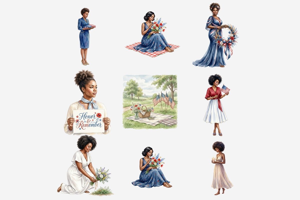 Watercolor Memorial Day Clipart, a Person Illustration by Tanya Kart (Photo 6 of 11)