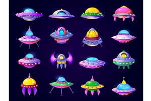 Alien spaceships. Cartoon ufo, a Technology Illustration by Stock-Smart-Start