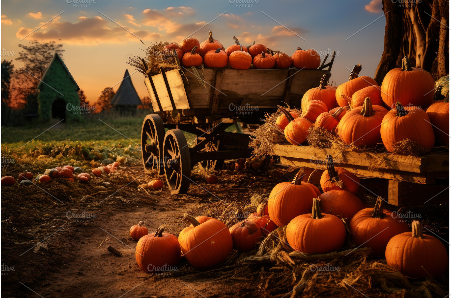 Pumpkin harvest farm. Generate Ai, a Nature Photo by Ylivdesign