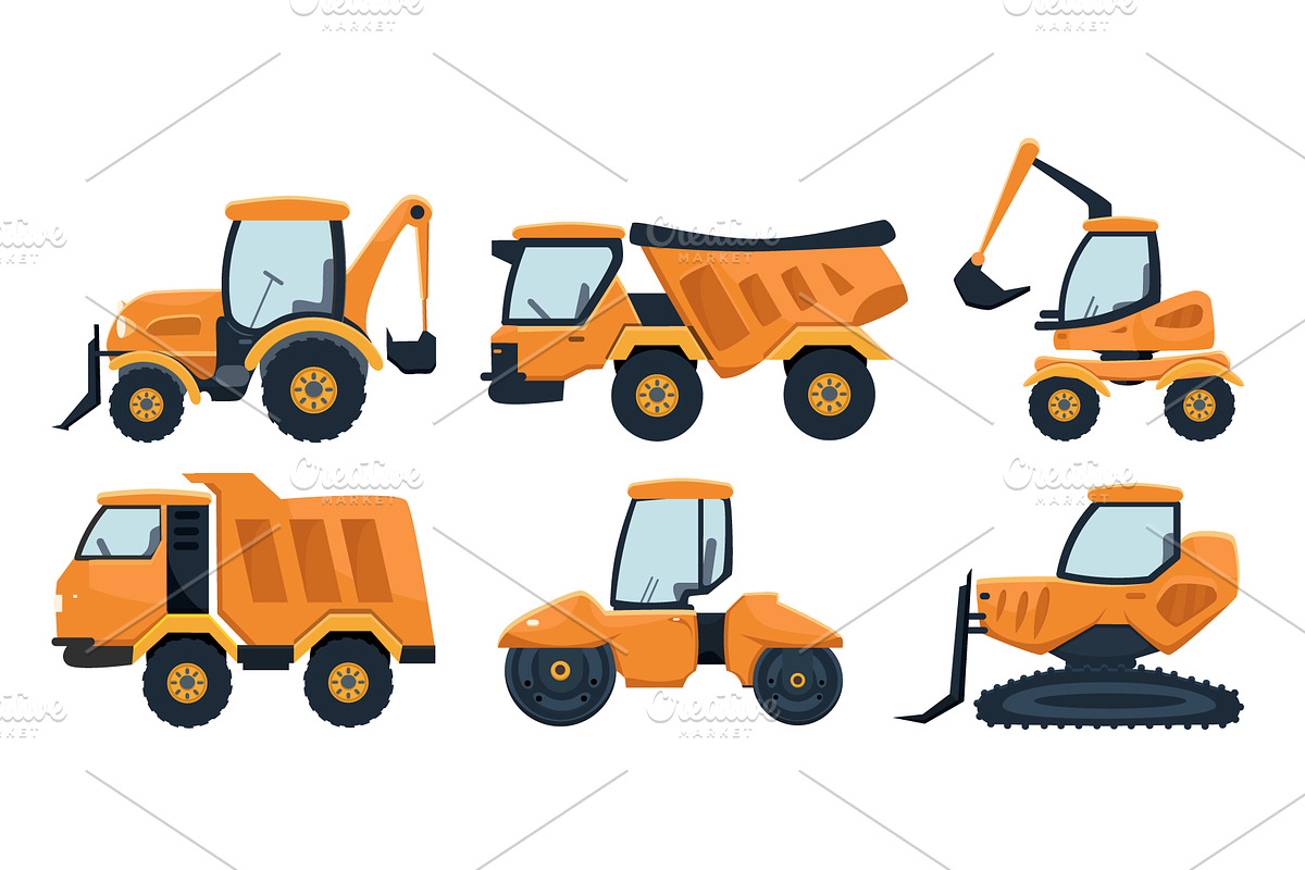 Construction vehicles set, a Transportation Illustration by Yayasya (Photo 1 of 3)