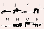 Weapons Silhouettes Dingbats Font, a Symbol Font by Minimalartstudio (Thumbnail 2 of 11)