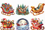 Christmas Sleigh Sublimation Clipart, an Illustration by Craft Nest (Thumbnail 3 of 6)