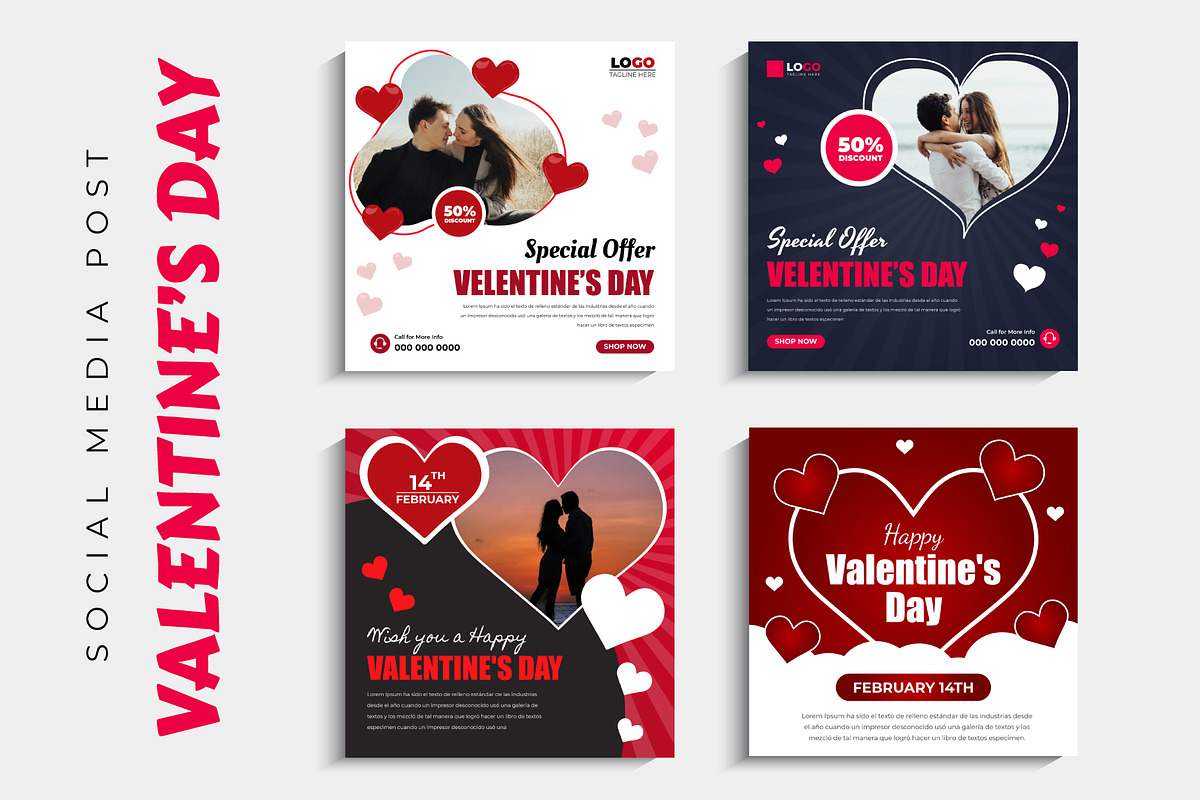 Valentine's Day Social Media Post, a Social Media Template by nandinigraphics