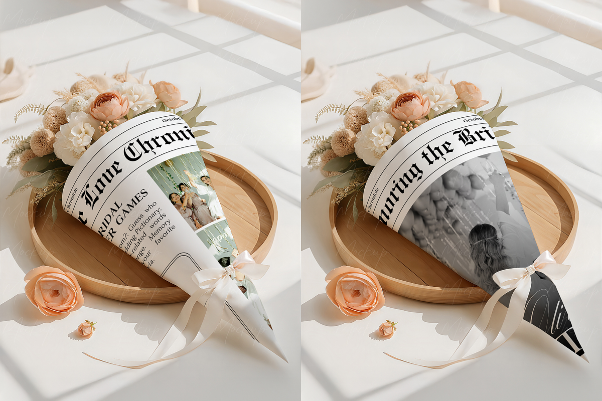 Spring Bouquet Paper Cone Mockup, a Product Mockup by TatiMockup (Photo 3 of 3)