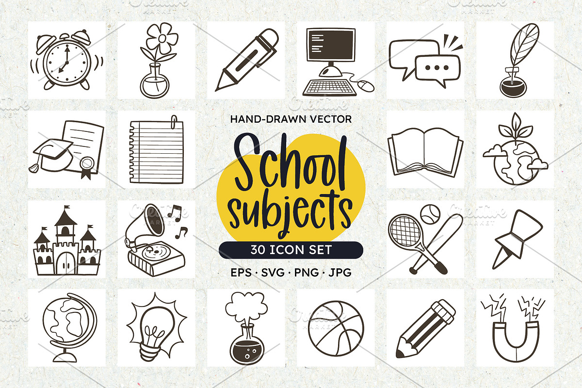 School Doodle Icon Set, an Outline Icon by insemar (Photo 1 of 4)