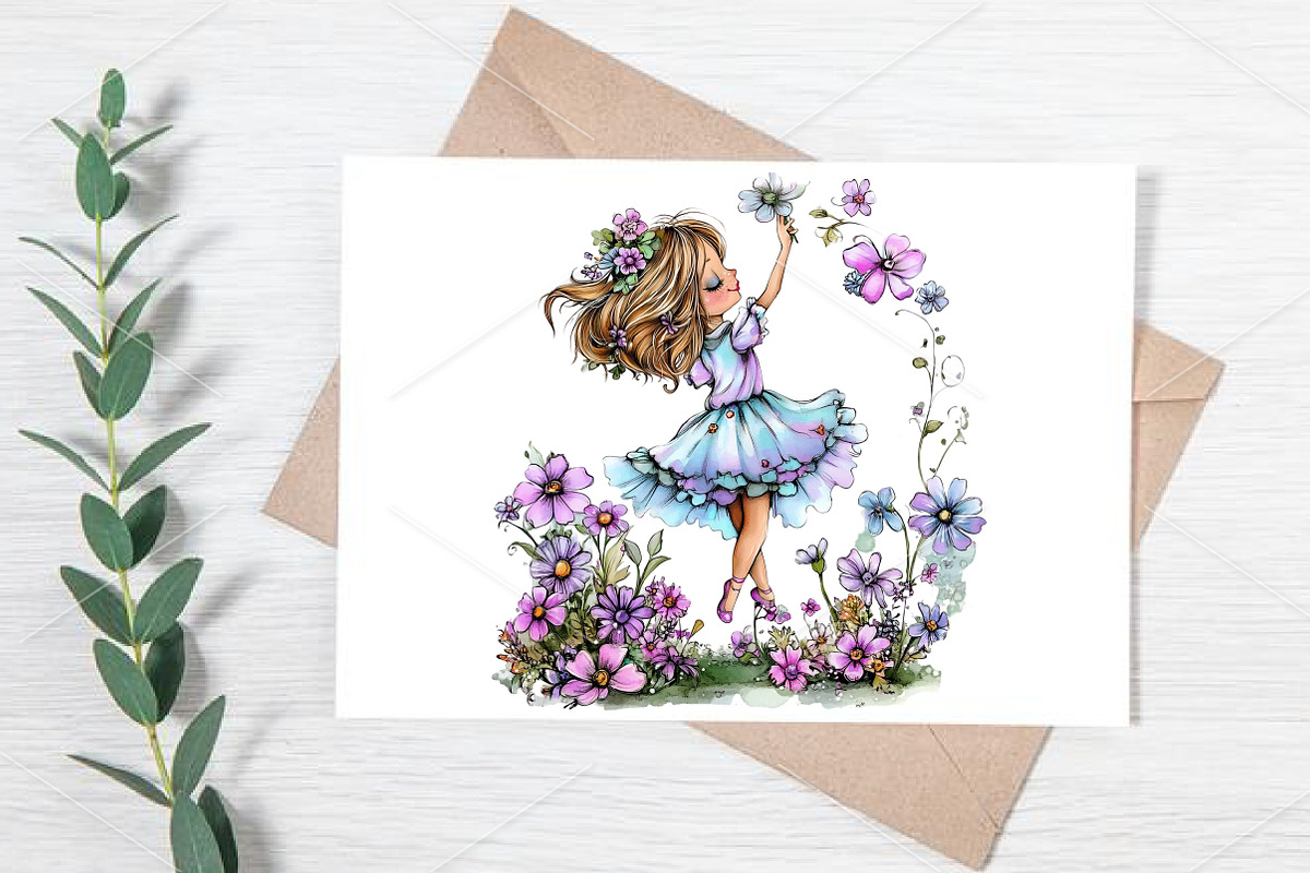 Whimsical Spring Girl Clipart, a Seasonal Illustration by Canvas Craft (Photo 7 of 7)