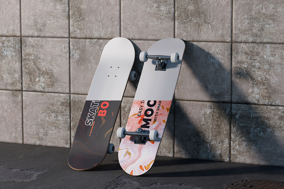 Skateboard Mockup, a Merchandise Mockup by Artlogs x Modaldesain (Photo 2 of 3)