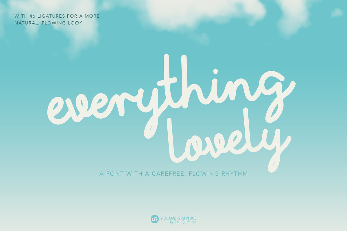 Everything Lovely Script Font, a Script Font by Youandigraphics (Photo 1 of 12)