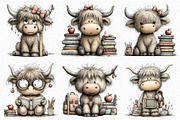 Back to School Highland Cow Clipart, an Animal Illustration by Libby Wishes (Thumbnail 2 of 5)