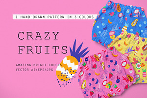 Crazy Fruits – 3 Patterns Collection