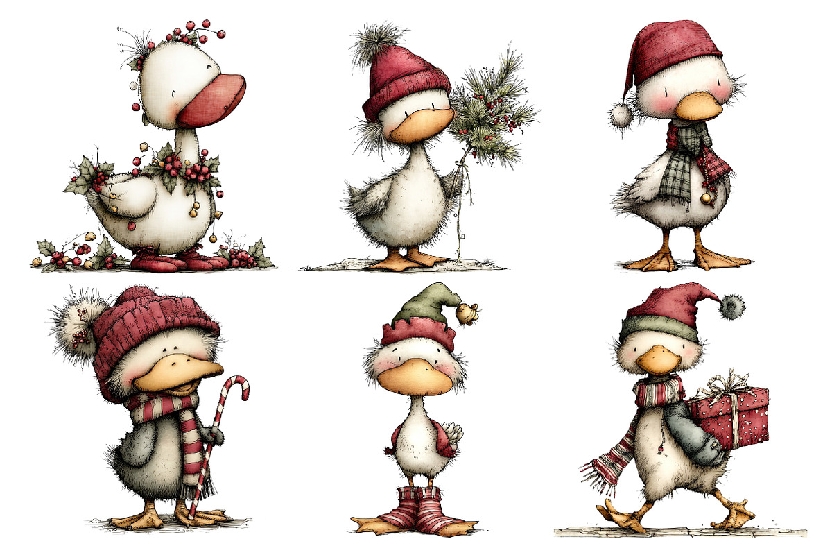 Whimsical Christmas Goose Clipart, an Animal Illustration by Creative Art (Photo 3 of 6)