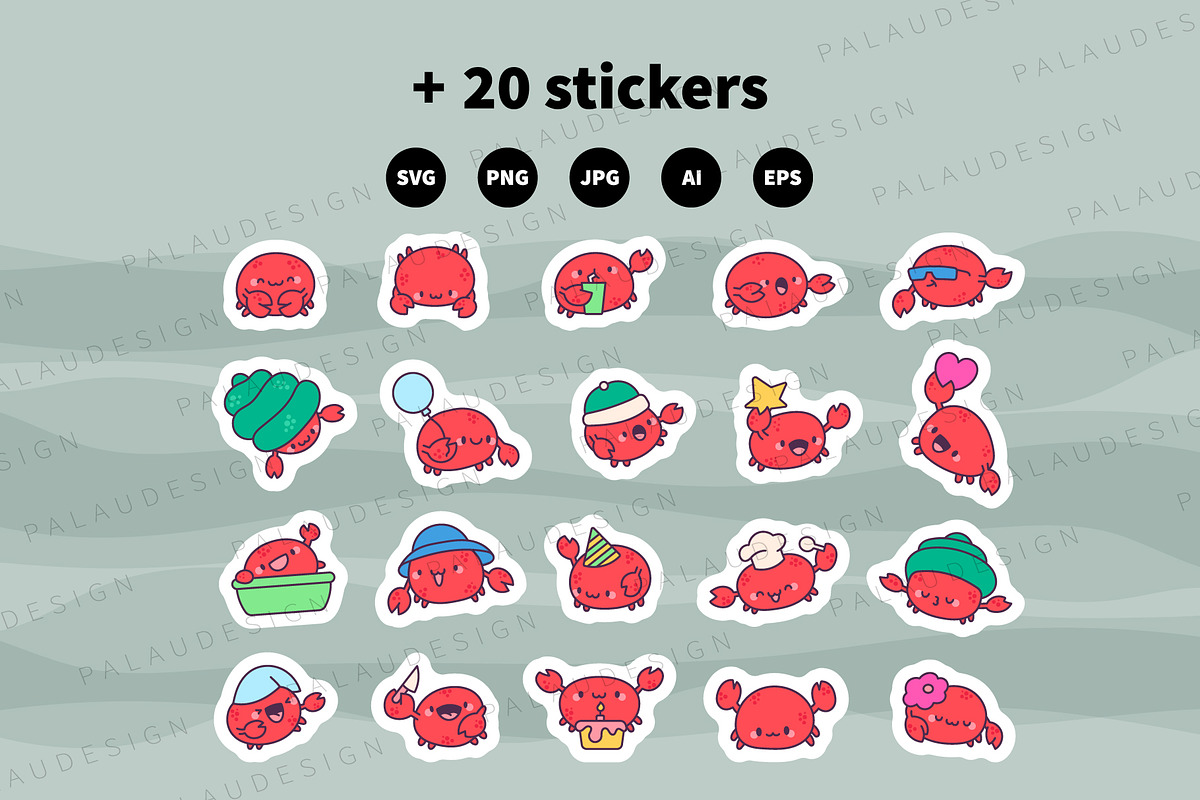 Cute Kawaii Crab Ocean Character, an Animal Illustration by Palau (Photo 12 of 12)