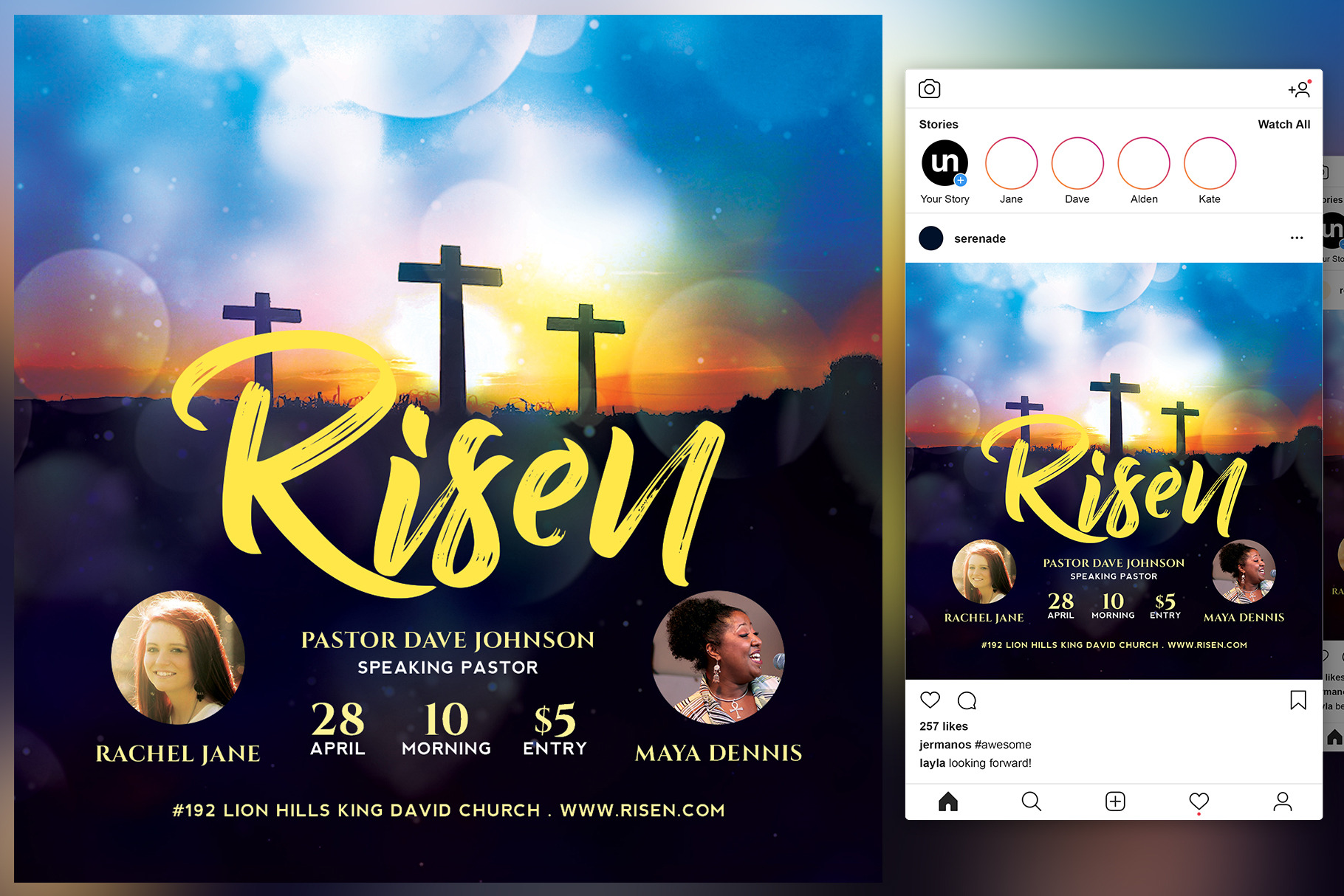Risen Church Flyer, a Flyer Template by KiraYamato Design Studio