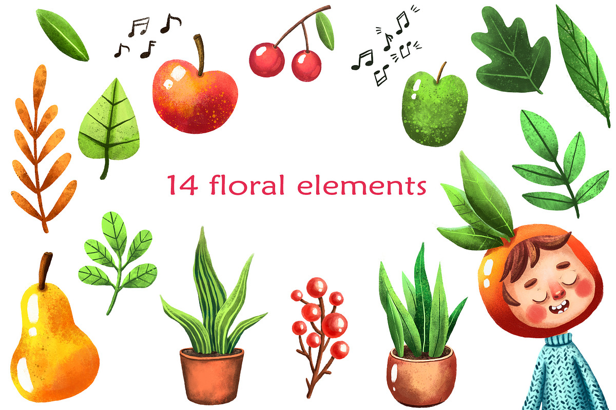 Fruit Babies - Clipart Set, an Education Illustration by Mashamashastu (Photo 3 of 11)