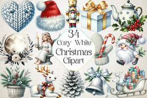Cozy White Christmas Clipart, an Illustration by DreamPrint404