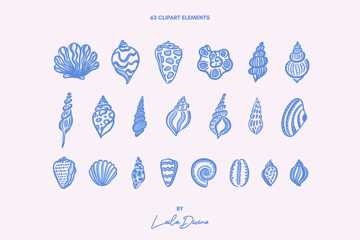 Seashells Clip Art & Patterns, an Object Graphic by Leila Divine (Photo 5 of 13)