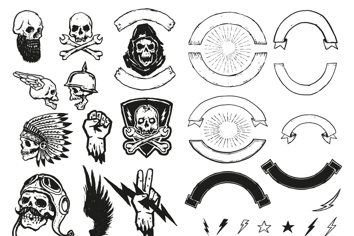 Old School Biker Badges and Elements preview 3