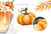 Watercolor Pumpkin spice Clipart PNG, a Food Illustration by Mespilia (Thumbnail 2 of 5)