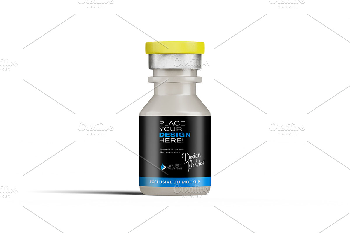 Ebola Vaccine Bottle 3D PSD Set, a Packaging Mockup by artBit Design Studio (Photo 6 of 6)