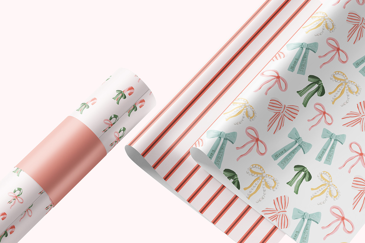 Christmas Seamless Patterns bows, a Pattern Graphic by Pattern + watercolor (Photo 6 of 10)