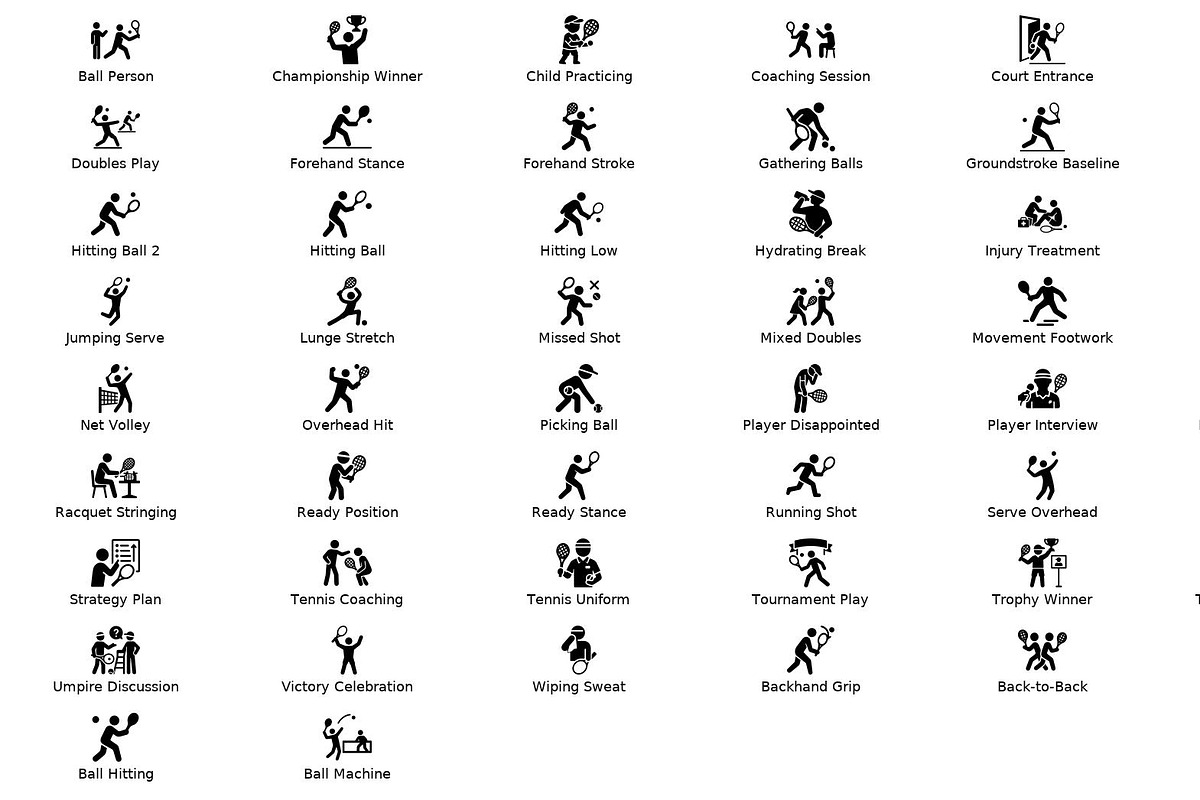 50 Tennis Player Icons, a Solid Icon by Symbolic Language