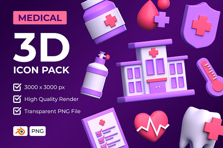 Medical 3D Icon Pack, an Object 3D Model by Rishsketch