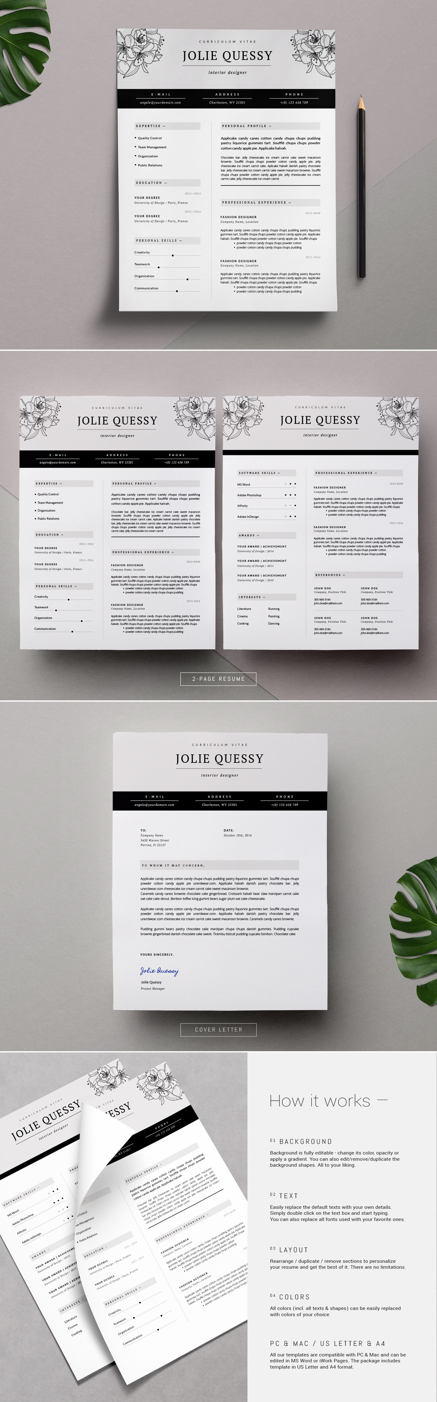 Feminine Resume Template / Jolié, a Resume Template by This Paper Fox