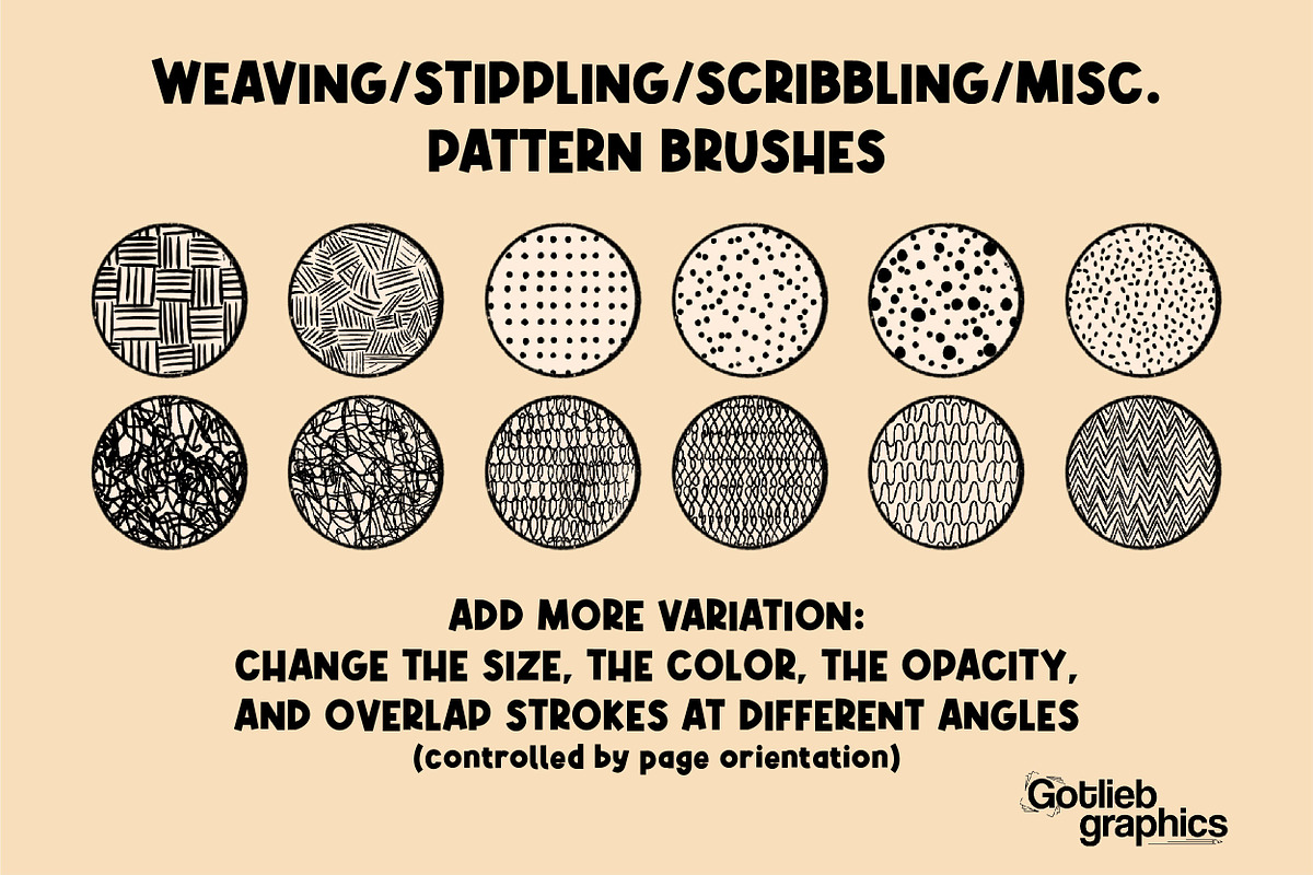 Procreate Hatching Brushes, Pattern, a Brush Add-On by Gotlieb Graphics (Photo 3 of 5)