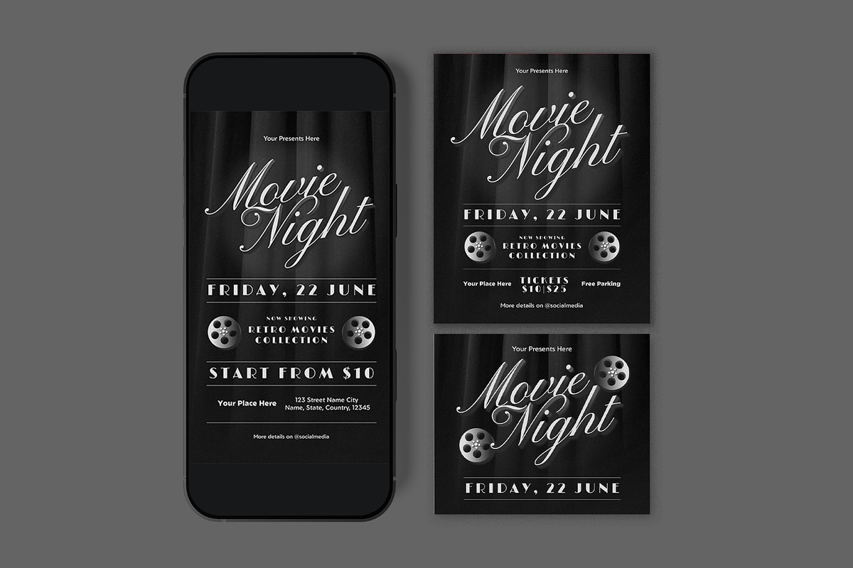 Movie Night Flyer, a Flyer Template by graphicook (Photo 3 of 3)