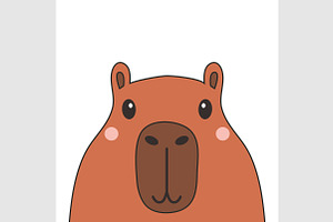 Cute Cartoon Capybara Set.