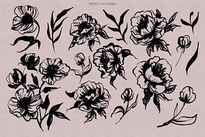 Inky Flowers Doodle Stamps Procreate