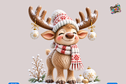 Snowy Christmas Baby Reindeer, a Seasonal Illustration by Printable Design Store (Thumbnail 1 of 3)