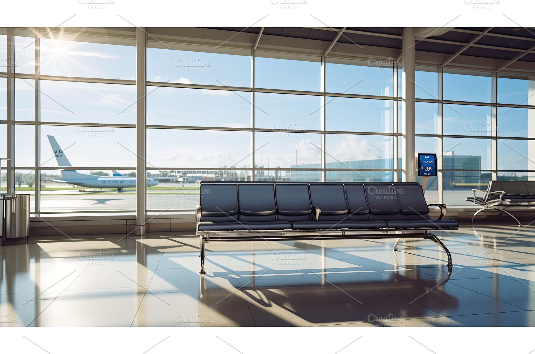 termal bench in airport ai generated, a Transportation Photo by pikepicture