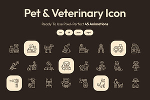 Animated Pet and Veterinary Icon Set, an Outline Icon by Prosymbols