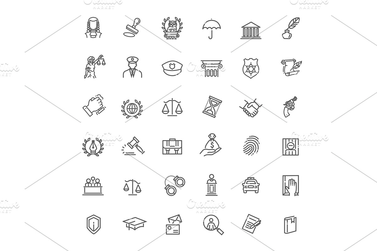 Law and Justice icons, an Object Illustration by Tettygreen